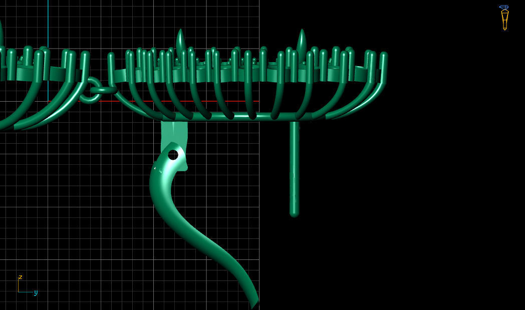 Emerald Pear Shape Playing Diamond Gold Earring 3D print model_19