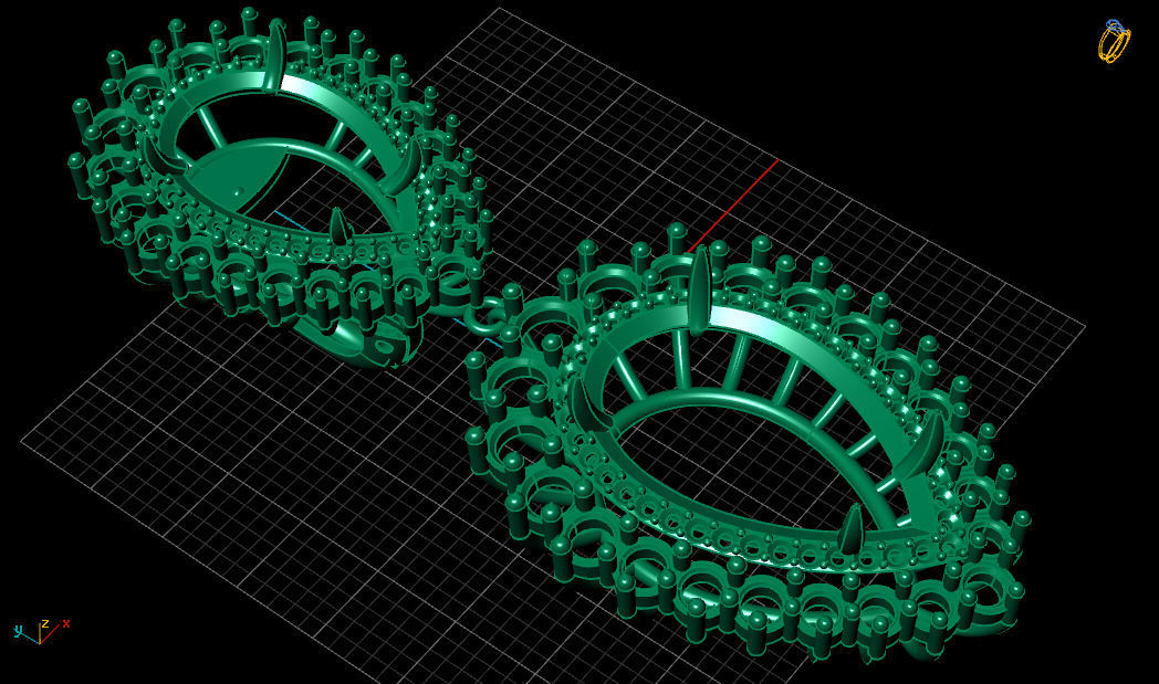 Emerald Pear Shape Playing Diamond Gold Earring 3D print model_12