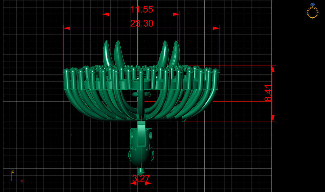 Emerald Pear Shape Playing Diamond Gold Earring 3D print model_14