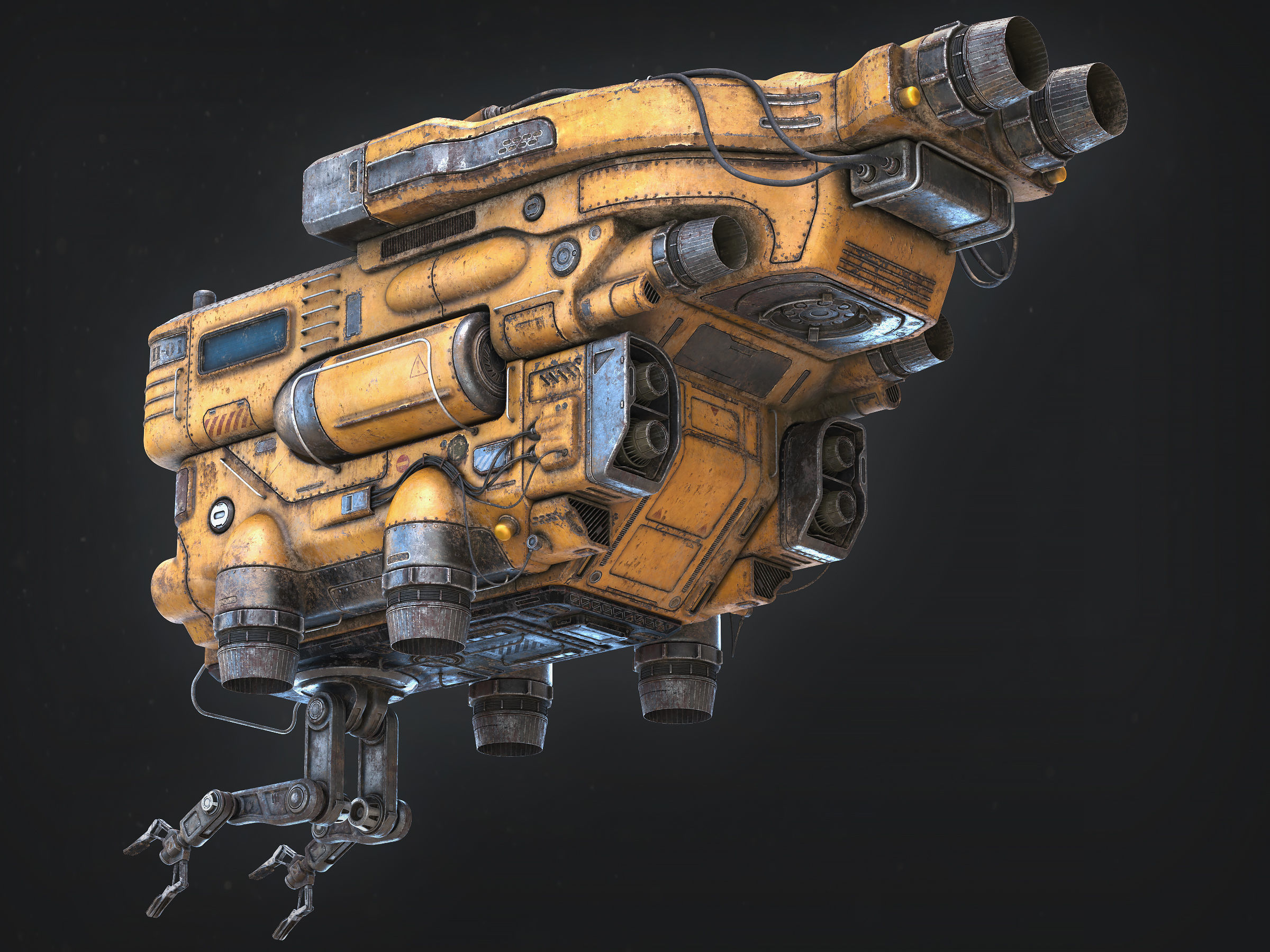 Old Junk Spaceship 3D model_2