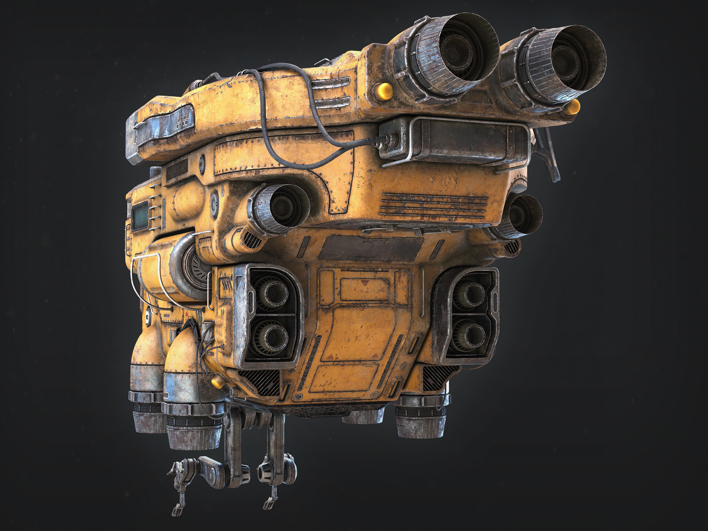 Old Junk Spaceship 3D model_3