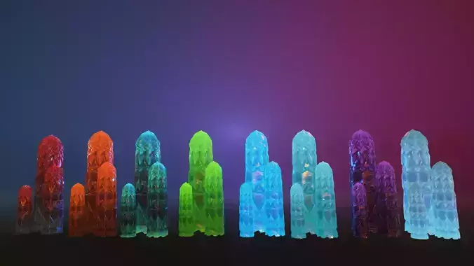 Mineral 8 color variations Low-poly 3D model