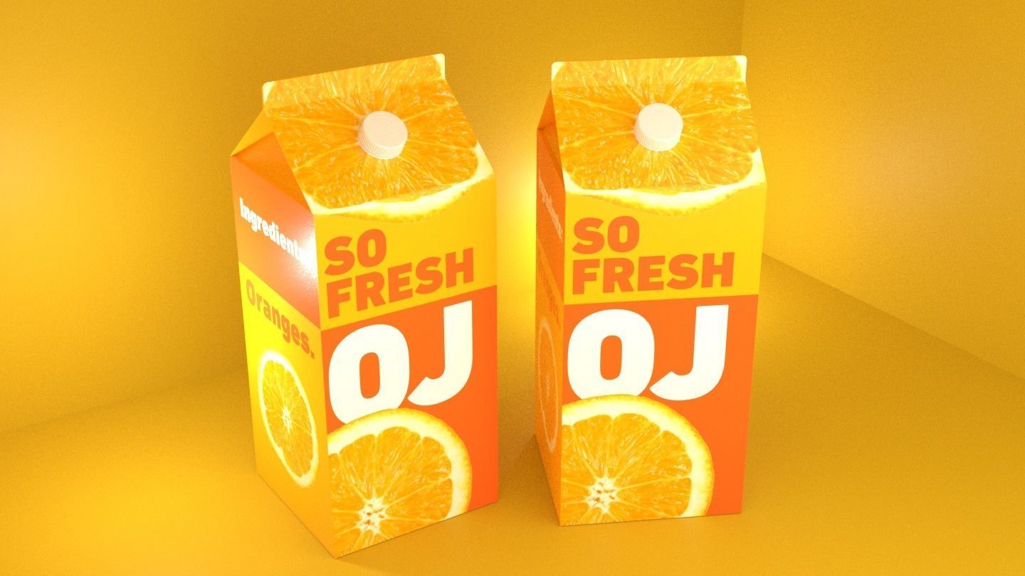 So Fresh 3D Orange Juice Carton with Professionally Designed Art 3D model_3