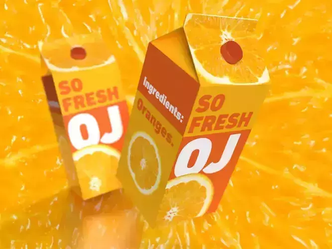 So Fresh 3D Orange Juice Carton with Professionally Designed Art