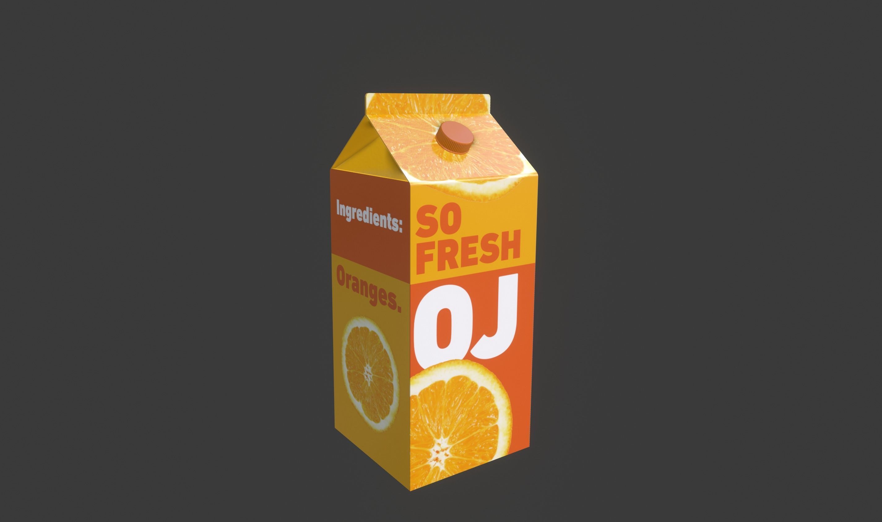 So Fresh 3D Orange Juice Carton with Professionally Designed Art 3D model_4