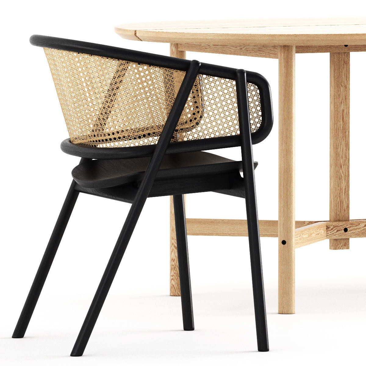 Armchair-01 and ARCH Table Y-BASE by Cane 3D model_1