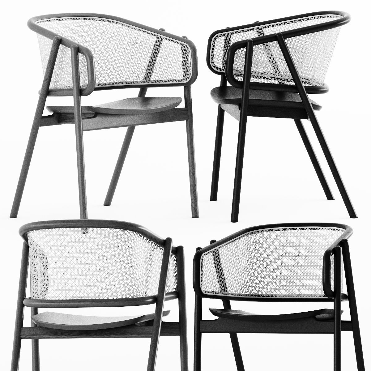 Armchair-01 and ARCH Table Y-BASE by Cane 3D model_2