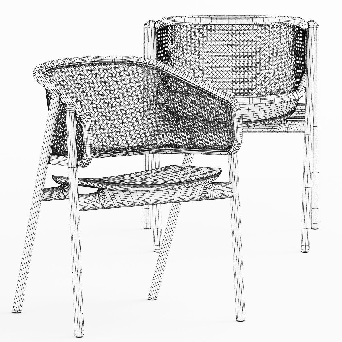 Armchair-01 and ARCH Table Y-BASE by Cane 3D model_5