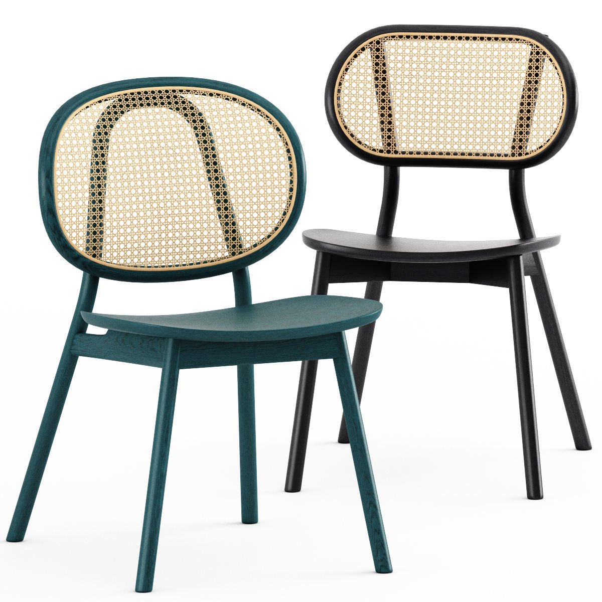 Cane chair-03 and chair-04 and ARCH Table BRACED FRAME by Cane 3D model_3