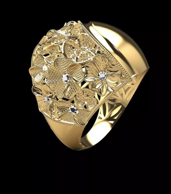 flower ring 3D model 4 3D print model_0