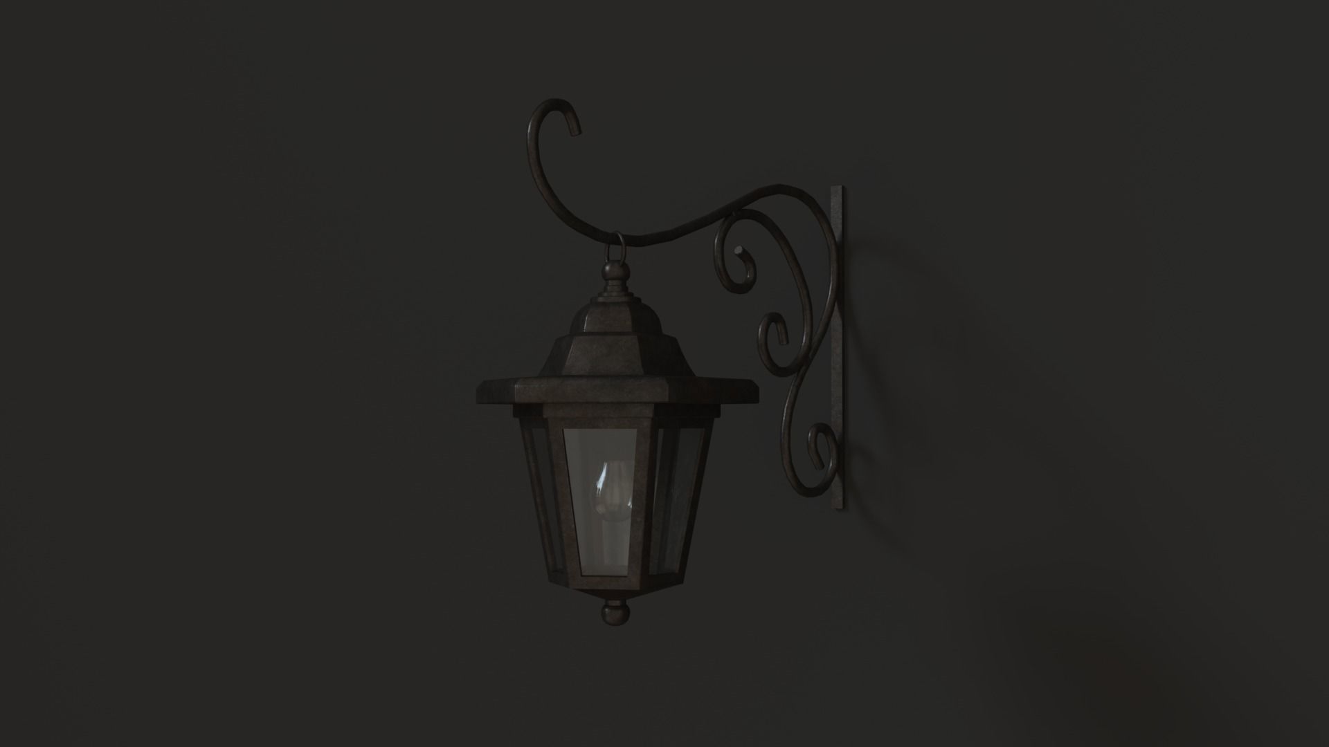 Antique Outdoor Lamp Low-poly 3D model_2