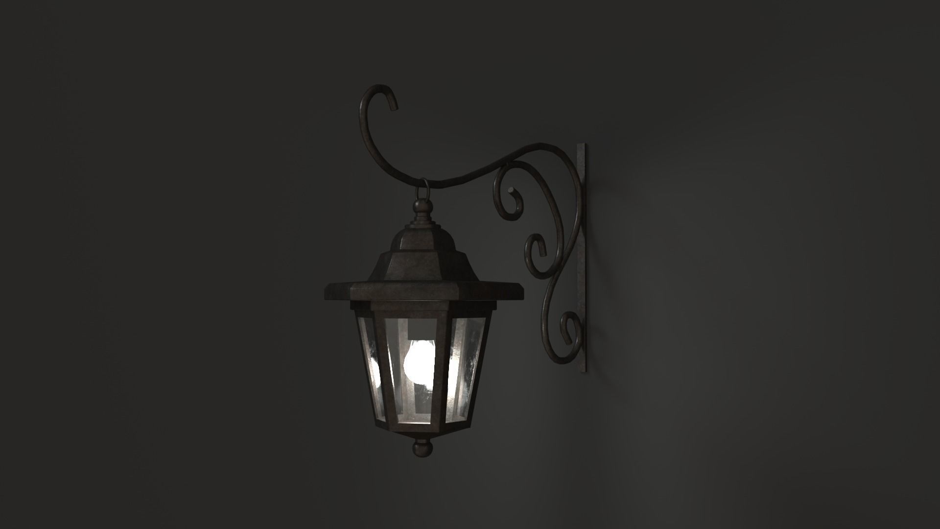 Antique Outdoor Lamp Low-poly 3D model_0