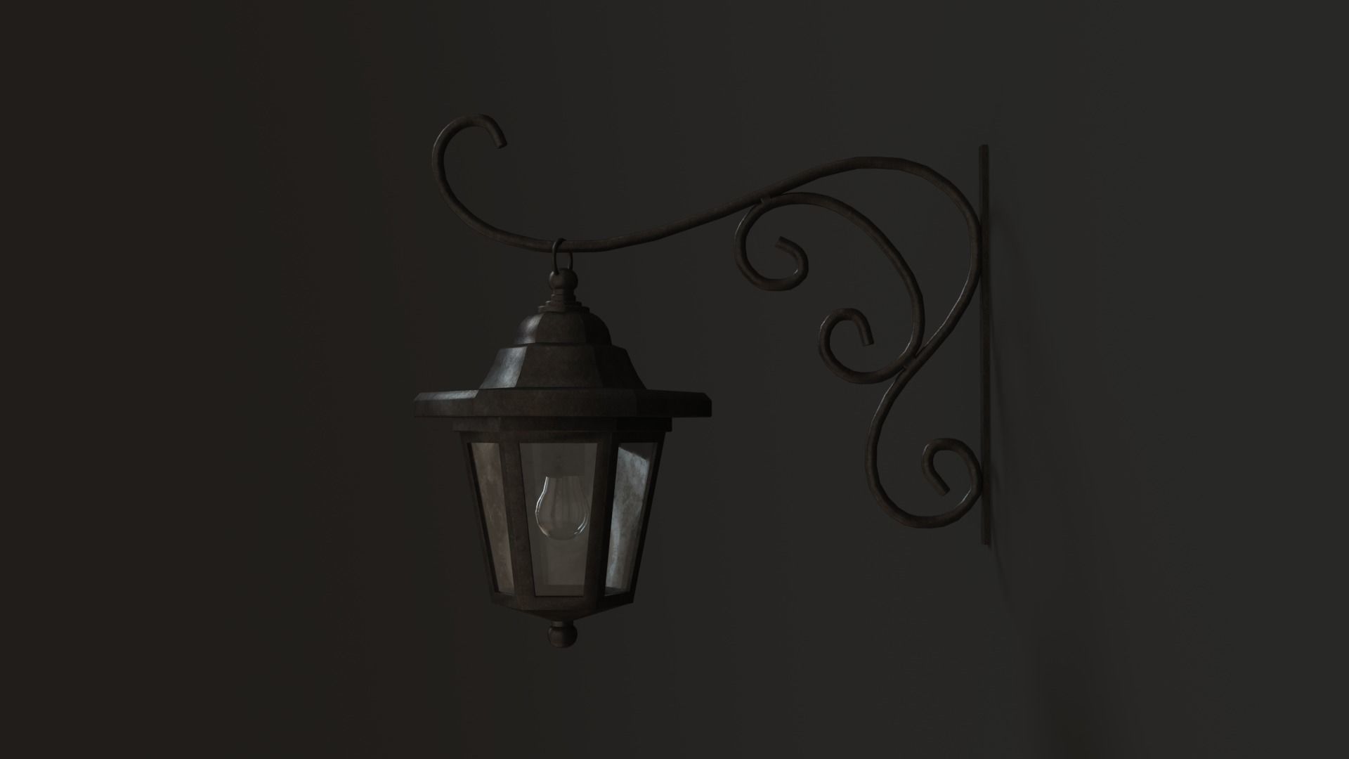 Antique Outdoor Lamp Low-poly 3D model_4