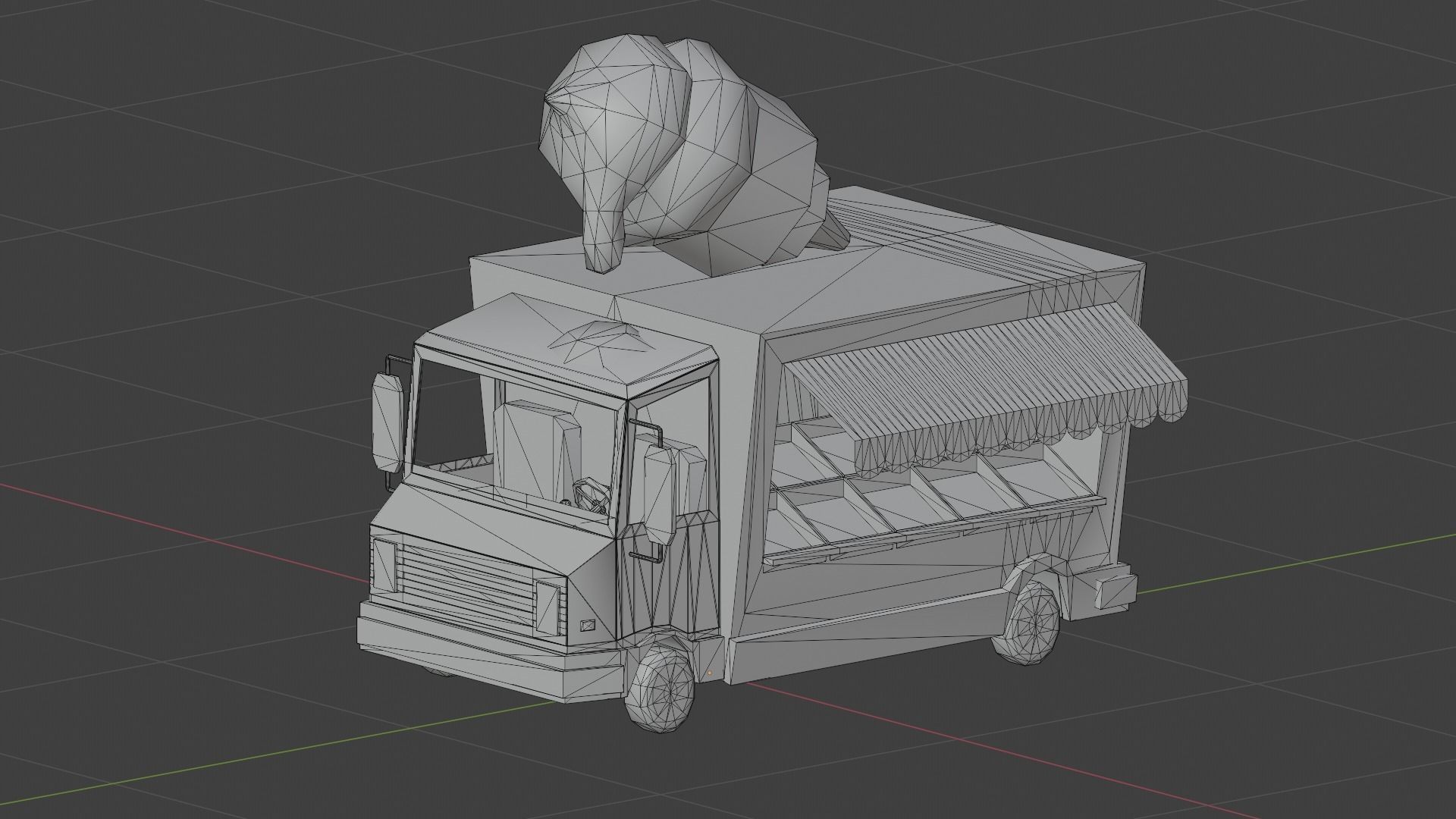 Cartoon Ice Cream Truck Low-poly 3D model_2