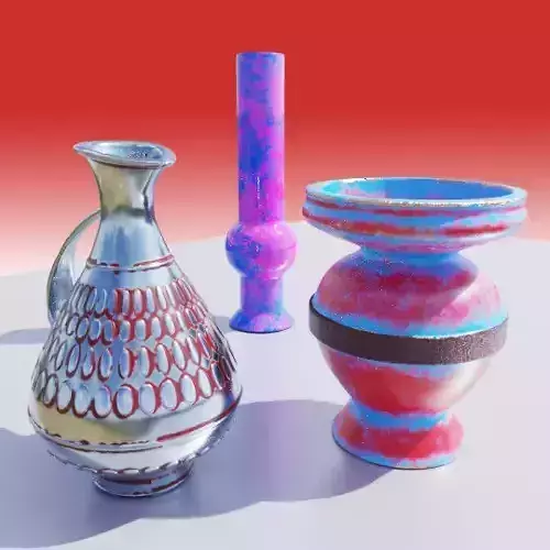 Vase Collection silver and 3D model