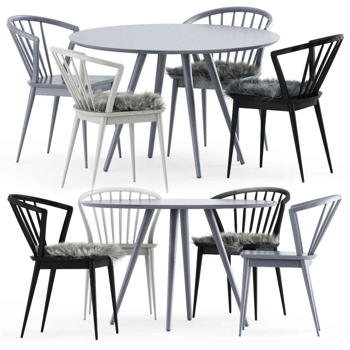 Laura chair by Bloomingville and Freja Dining Table 3D model_0