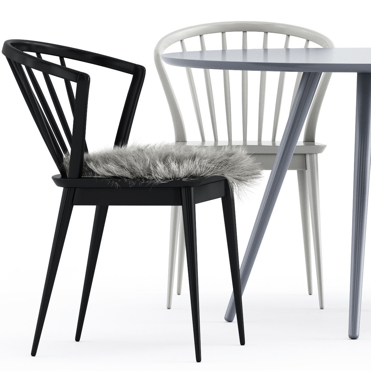 Laura chair by Bloomingville and Freja Dining Table 3D model_1