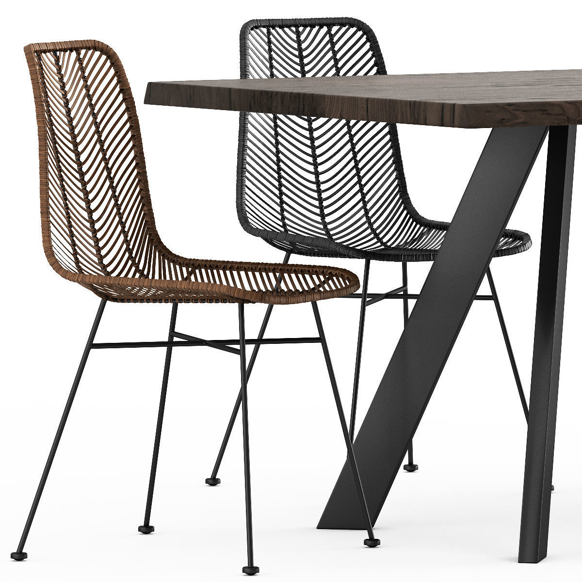 Chair BLOOMINGVILLE LENA and RAW DINING TABLE by BLOOMINGVILLE 3D model_1