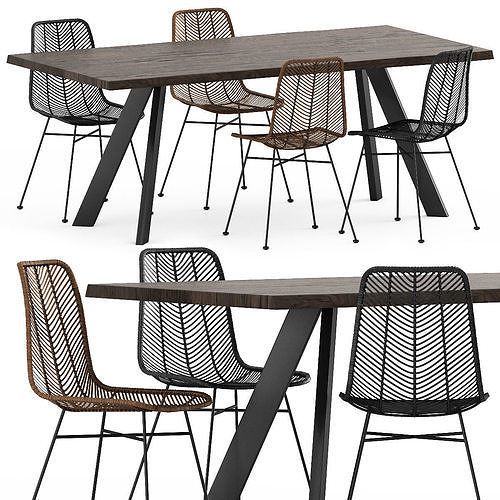 Chair BLOOMINGVILLE LENA and RAW DINING TABLE by BLOOMINGVILLE 3D model