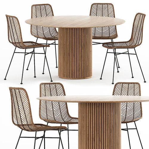Chair Lena by Bloomingville and Palais Royal table by Asplund 3D model