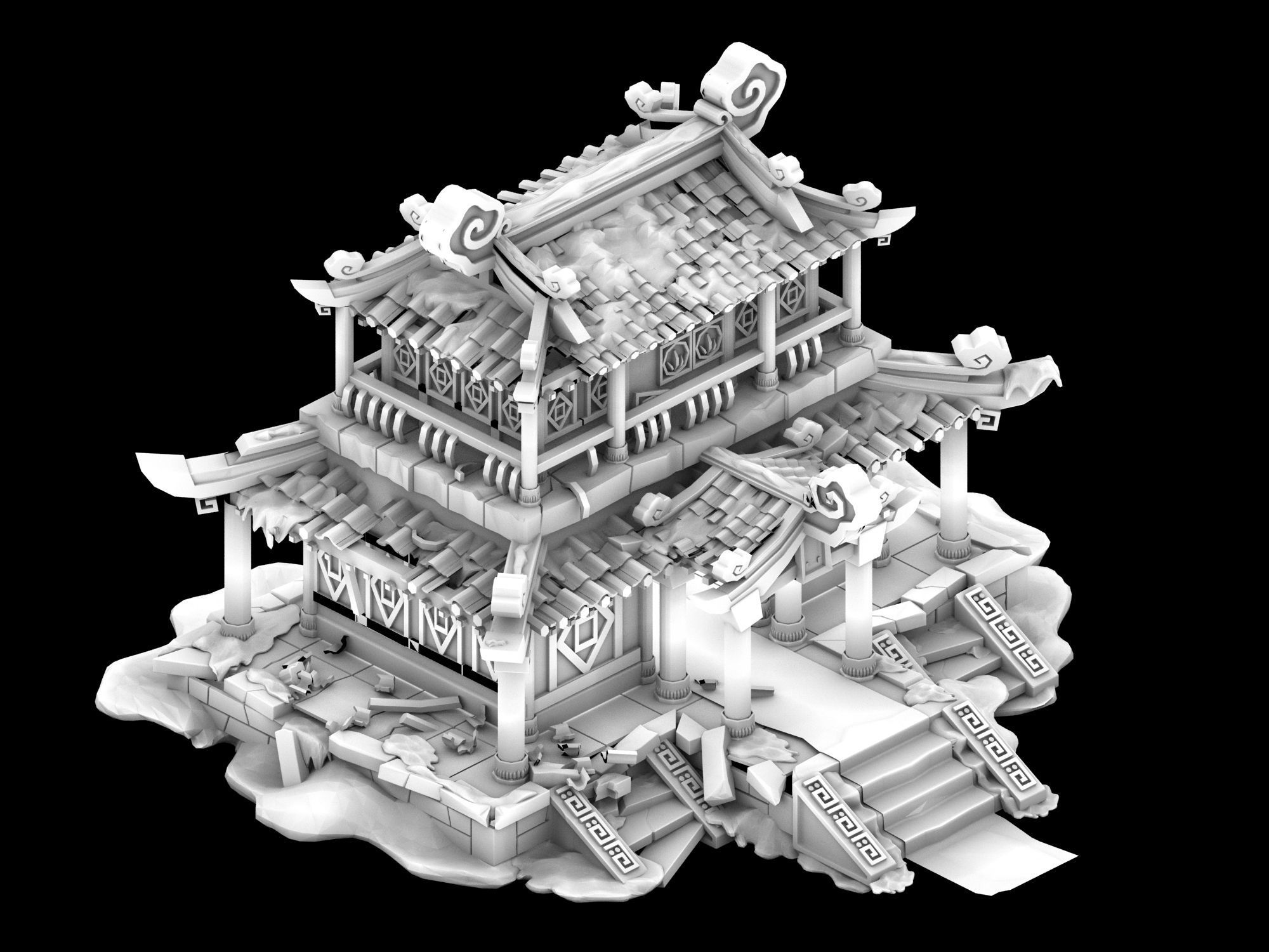 Game Kunlun Snow Mountain - Broken Building 03 3D model_4