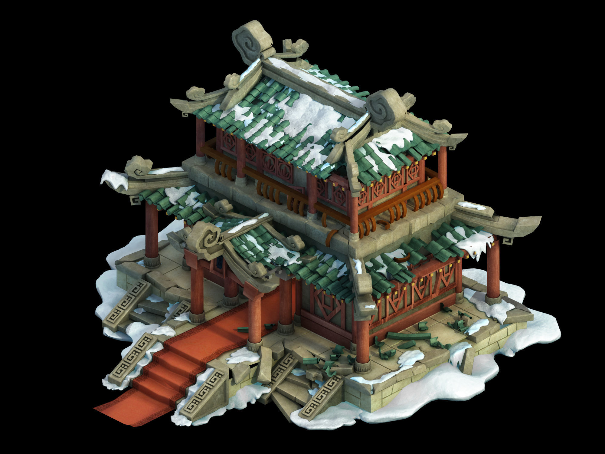 Game Kunlun Snow Mountain - Broken Building 03 3D model_2