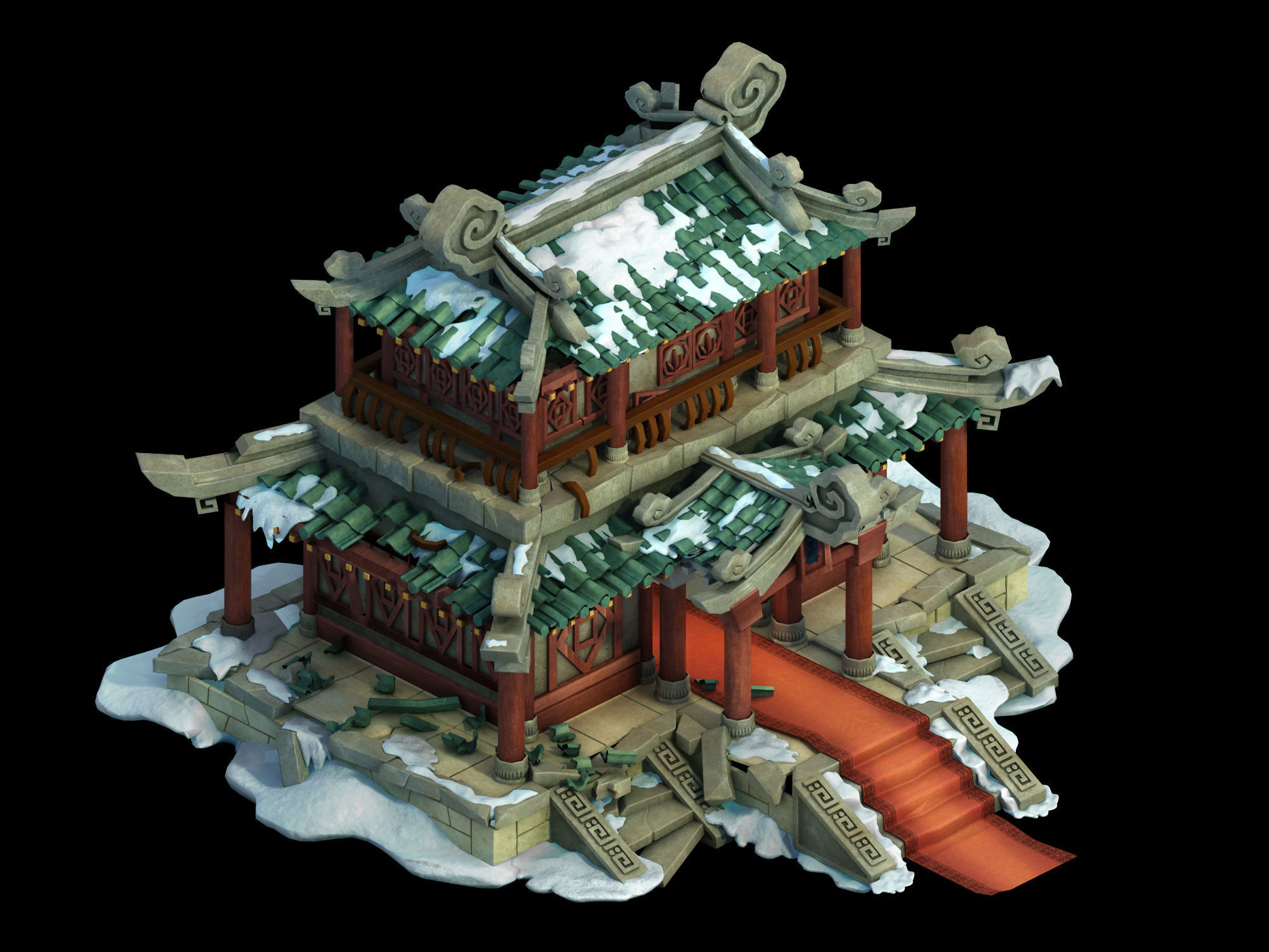 Game Kunlun Snow Mountain - Broken Building 03 3D model_1