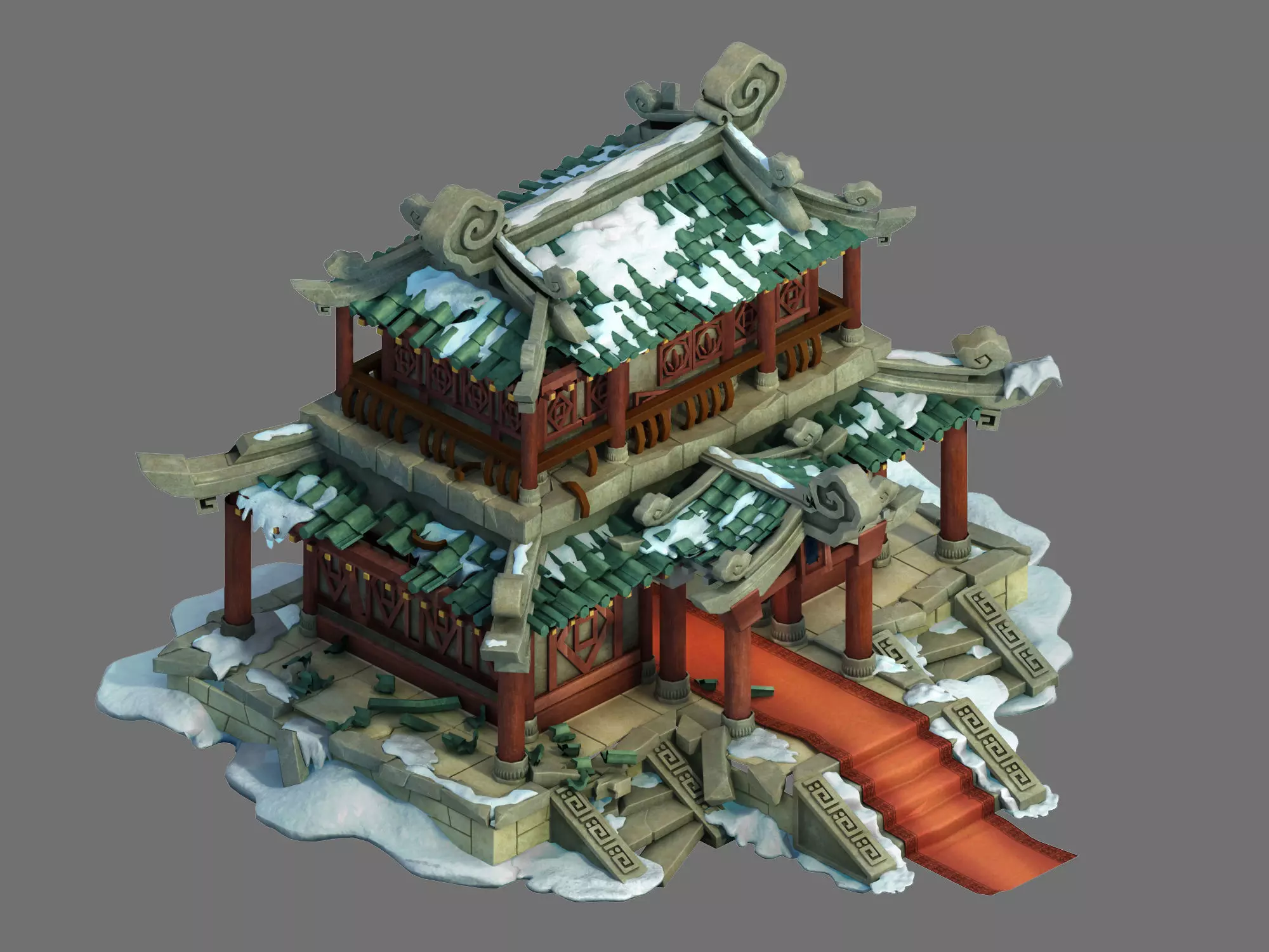 Game Kunlun Snow Mountain - Broken Building 03 3D model_0