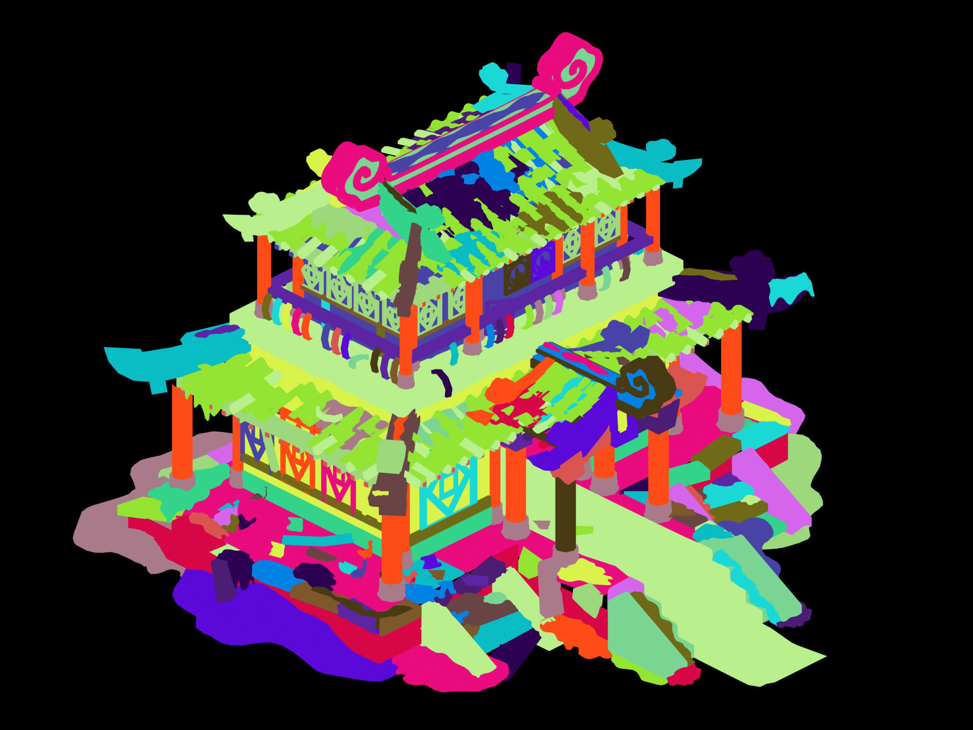 Game Kunlun Snow Mountain - Broken Building 03 3D model_5