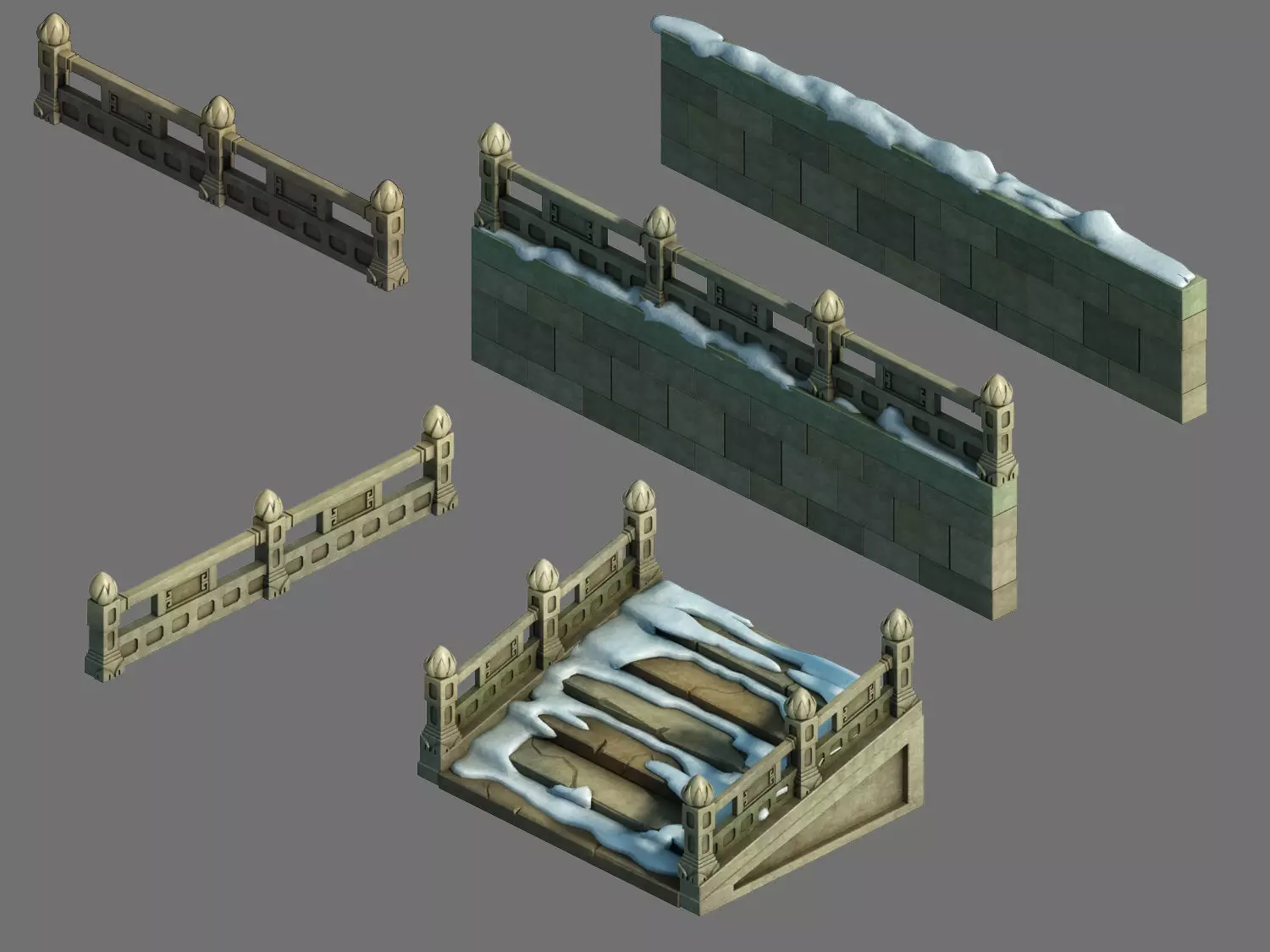 Game Kunlun Snow Mountain - Stairway Guardrail 03 3D model