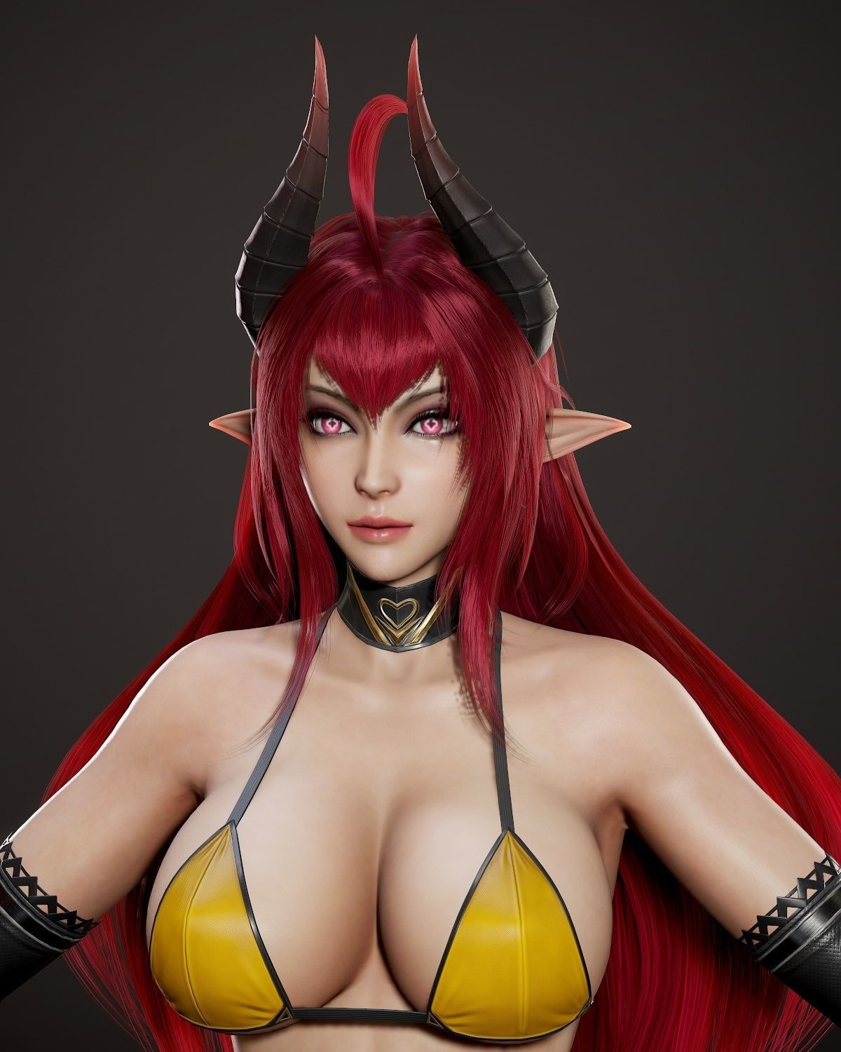 Daemon Girl Deluxe Version - Game Ready Low-poly 3D model_8