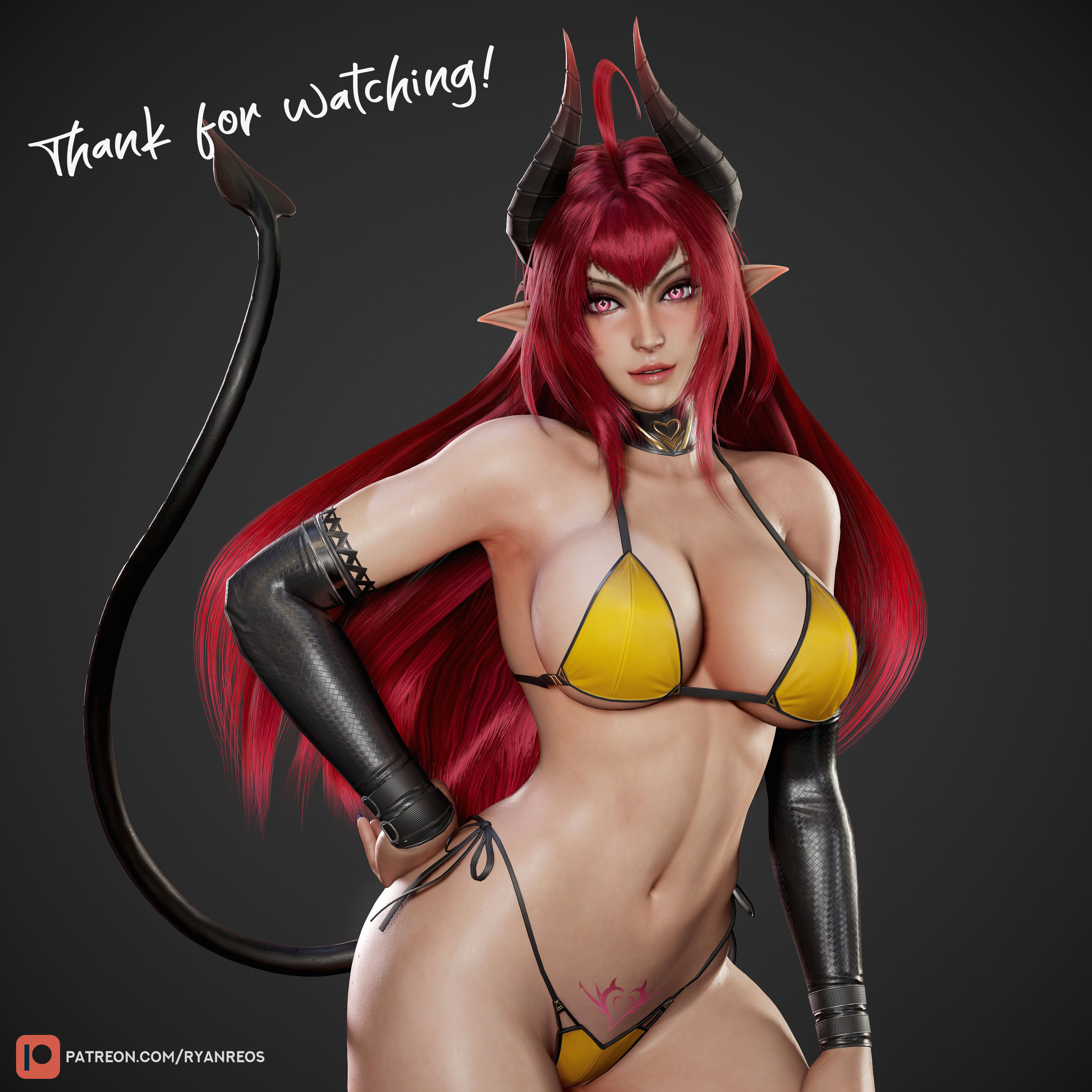 Daemon Girl Deluxe Version - Game Ready Low-poly 3D model_27