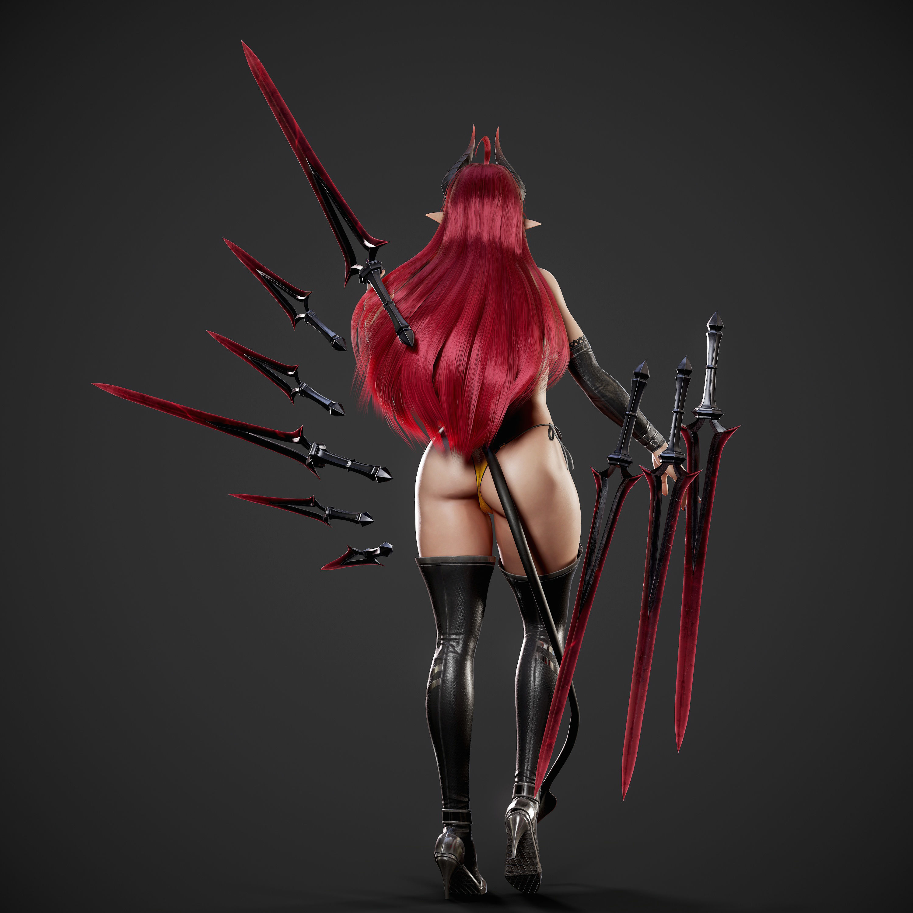 Daemon Girl Deluxe Version - Game Ready Low-poly 3D model_5