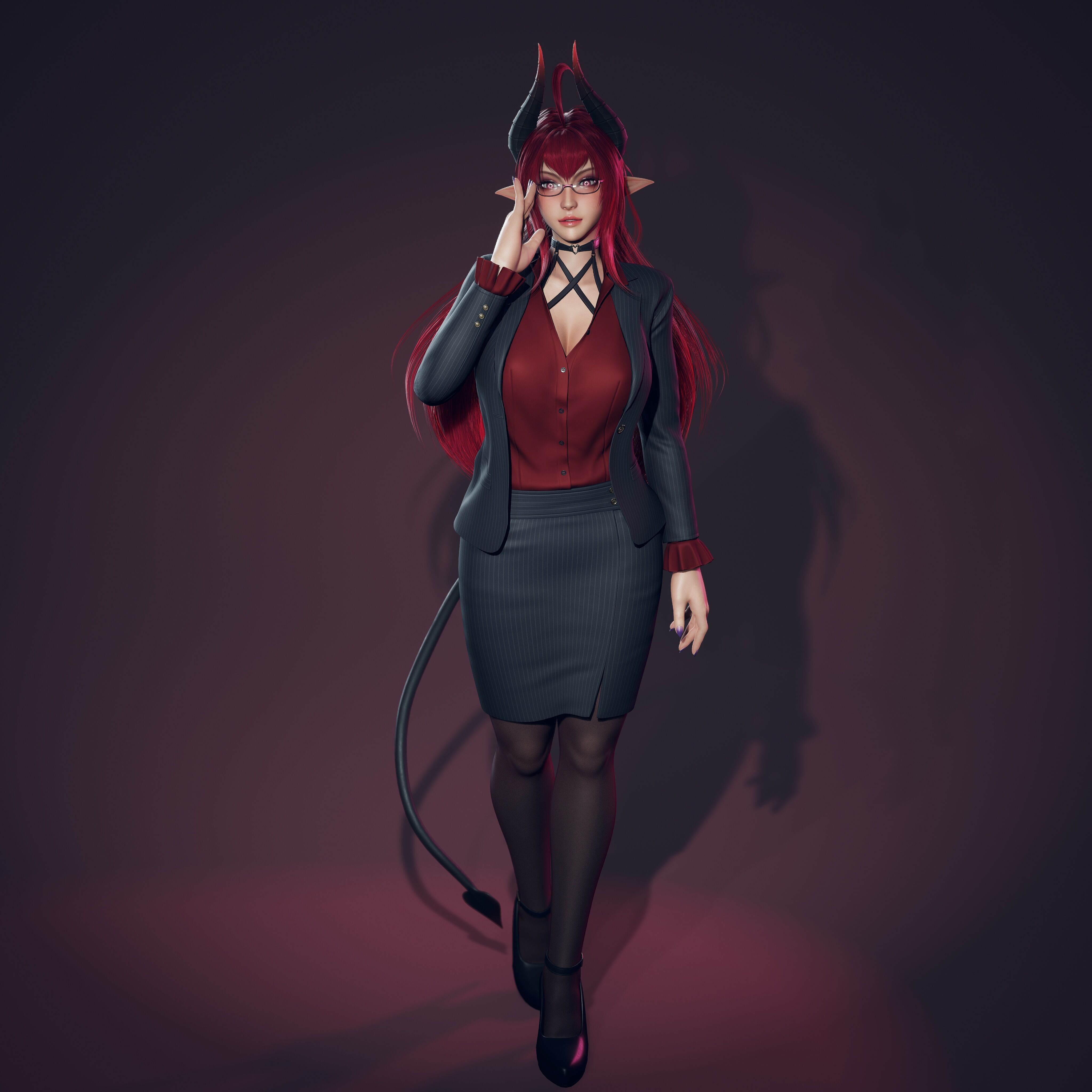 Daemon Girl Deluxe Version - Game Ready Low-poly 3D model_19
