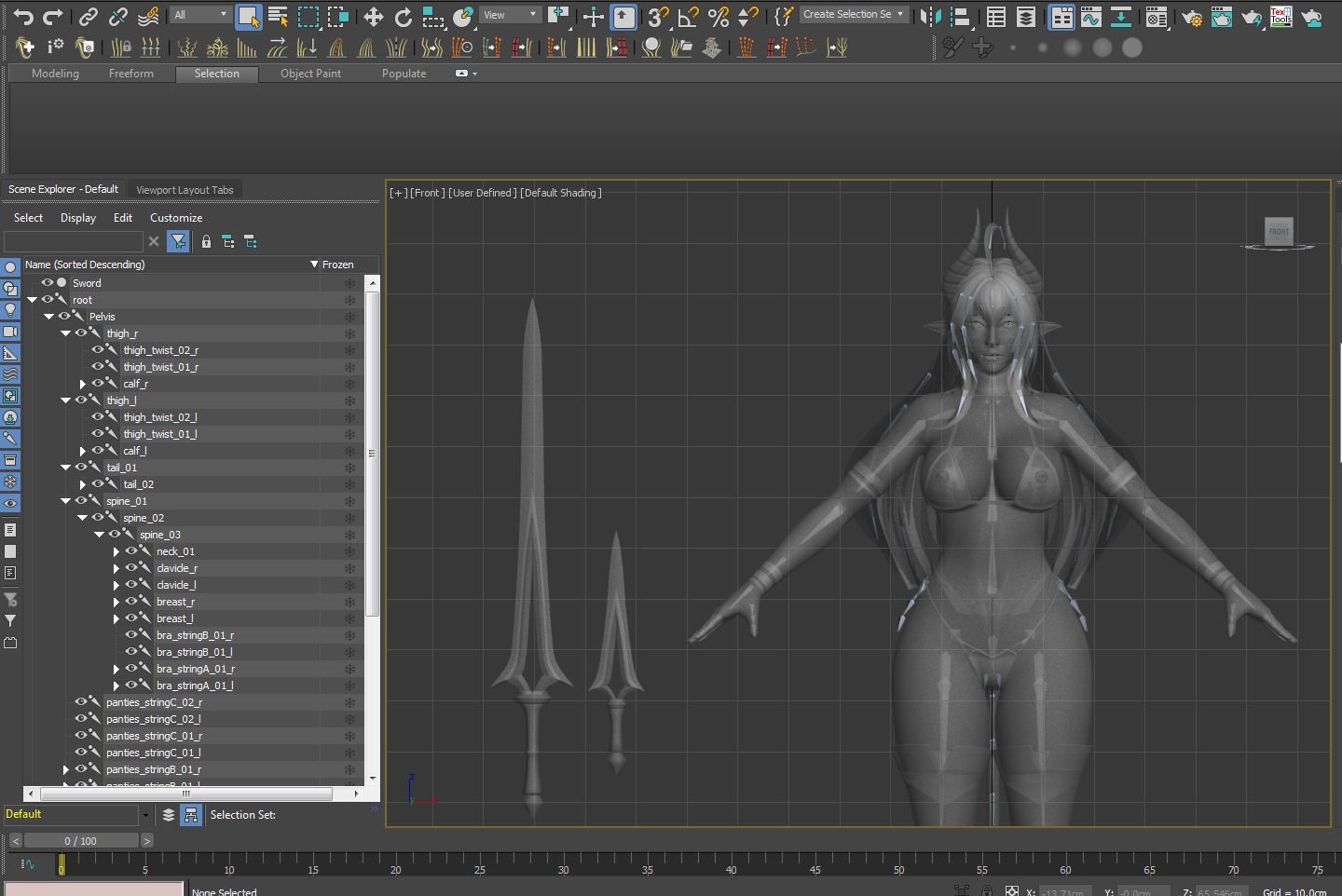 Daemon Girl Deluxe Version - Game Ready Low-poly 3D model_24