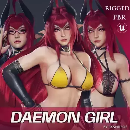 Daemon Girl Deluxe Version - Game Ready Low-poly 3D model