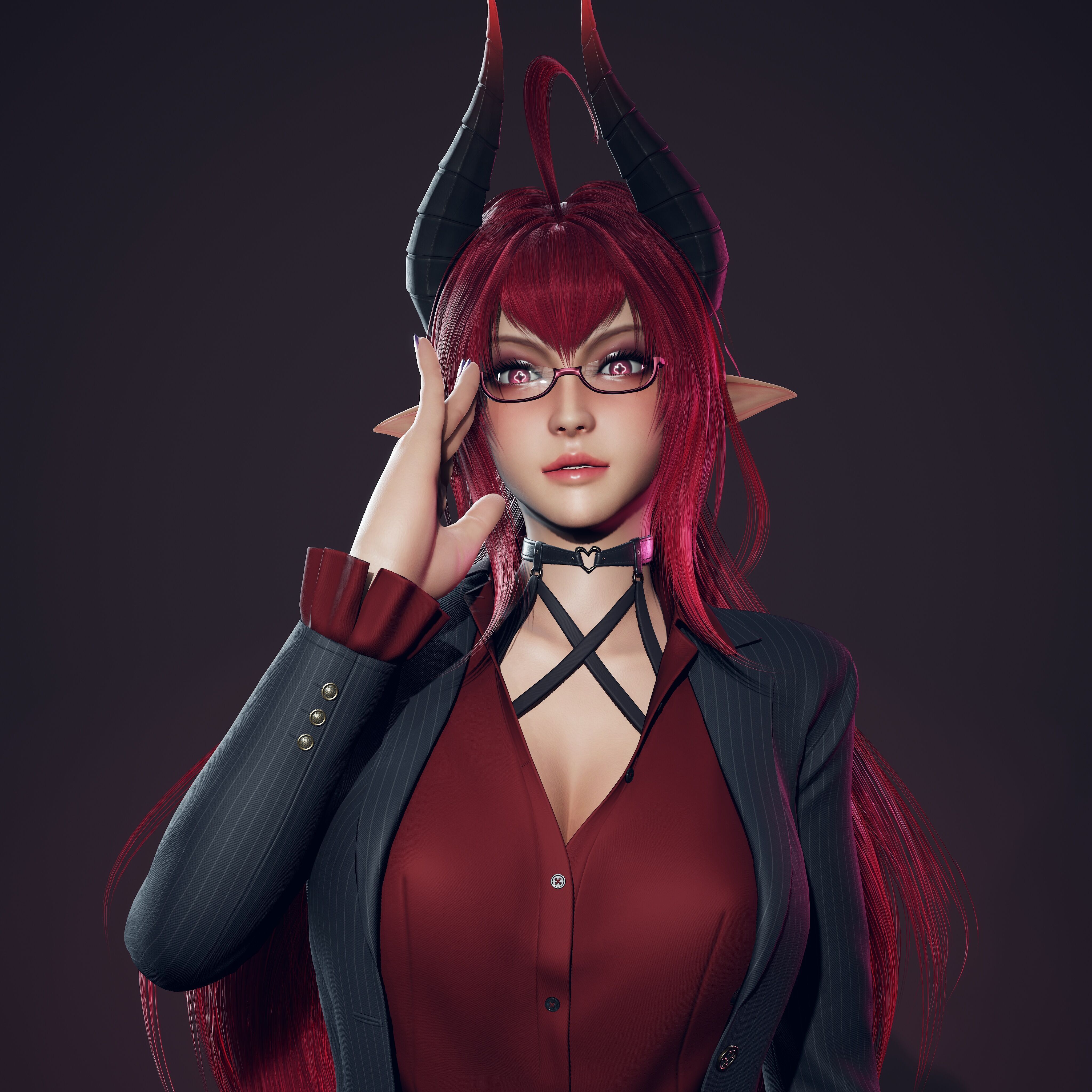 Daemon Girl Deluxe Version - Game Ready Low-poly 3D model_18