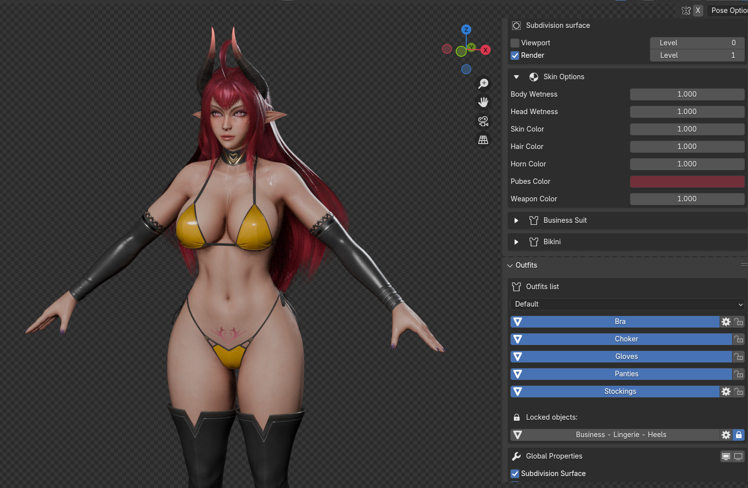 Daemon Girl Deluxe Version - Game Ready Low-poly 3D model_21