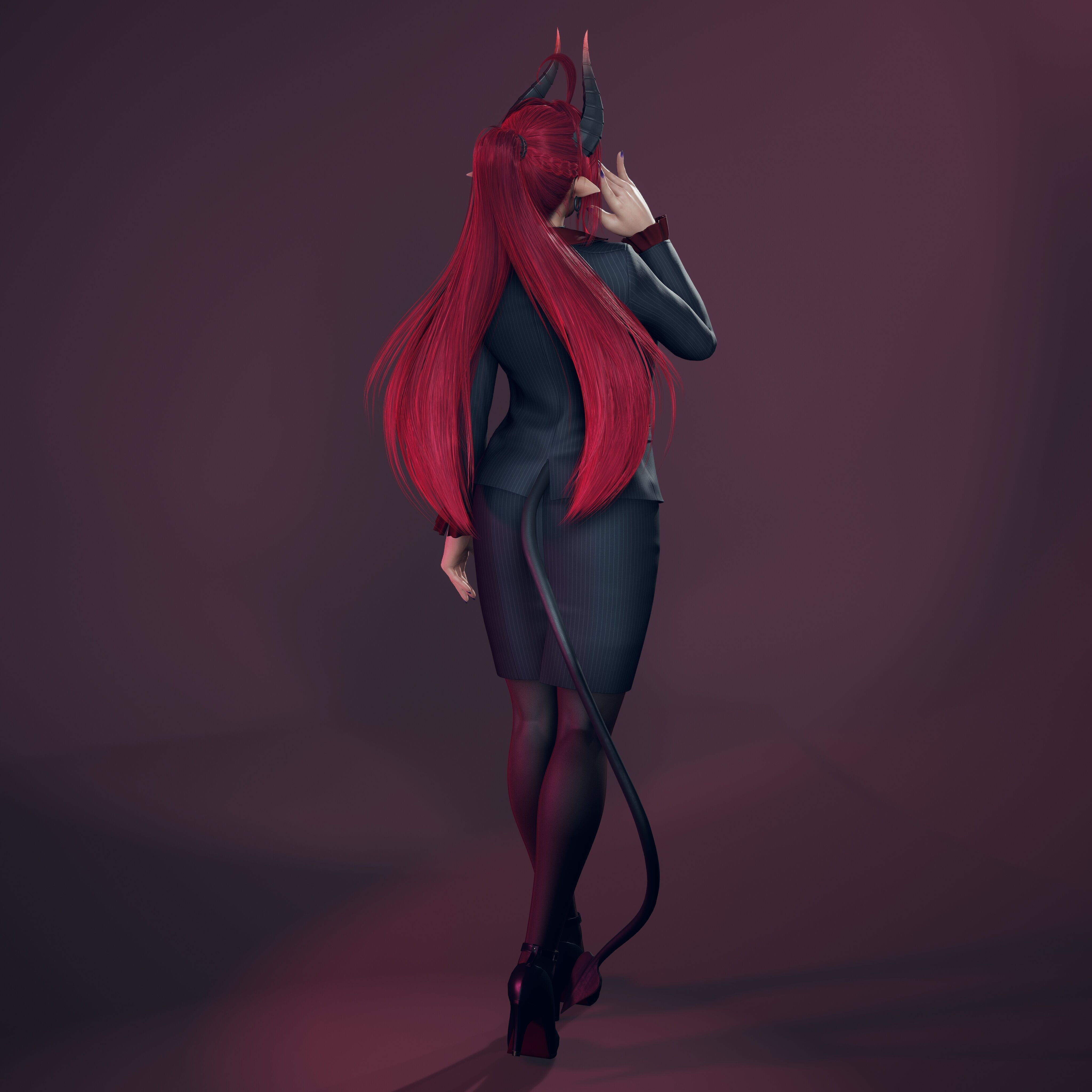 Daemon Girl Deluxe Version - Game Ready Low-poly 3D model_20