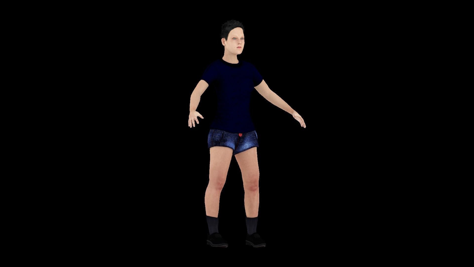 Model 2 person in shorts 3D model_4