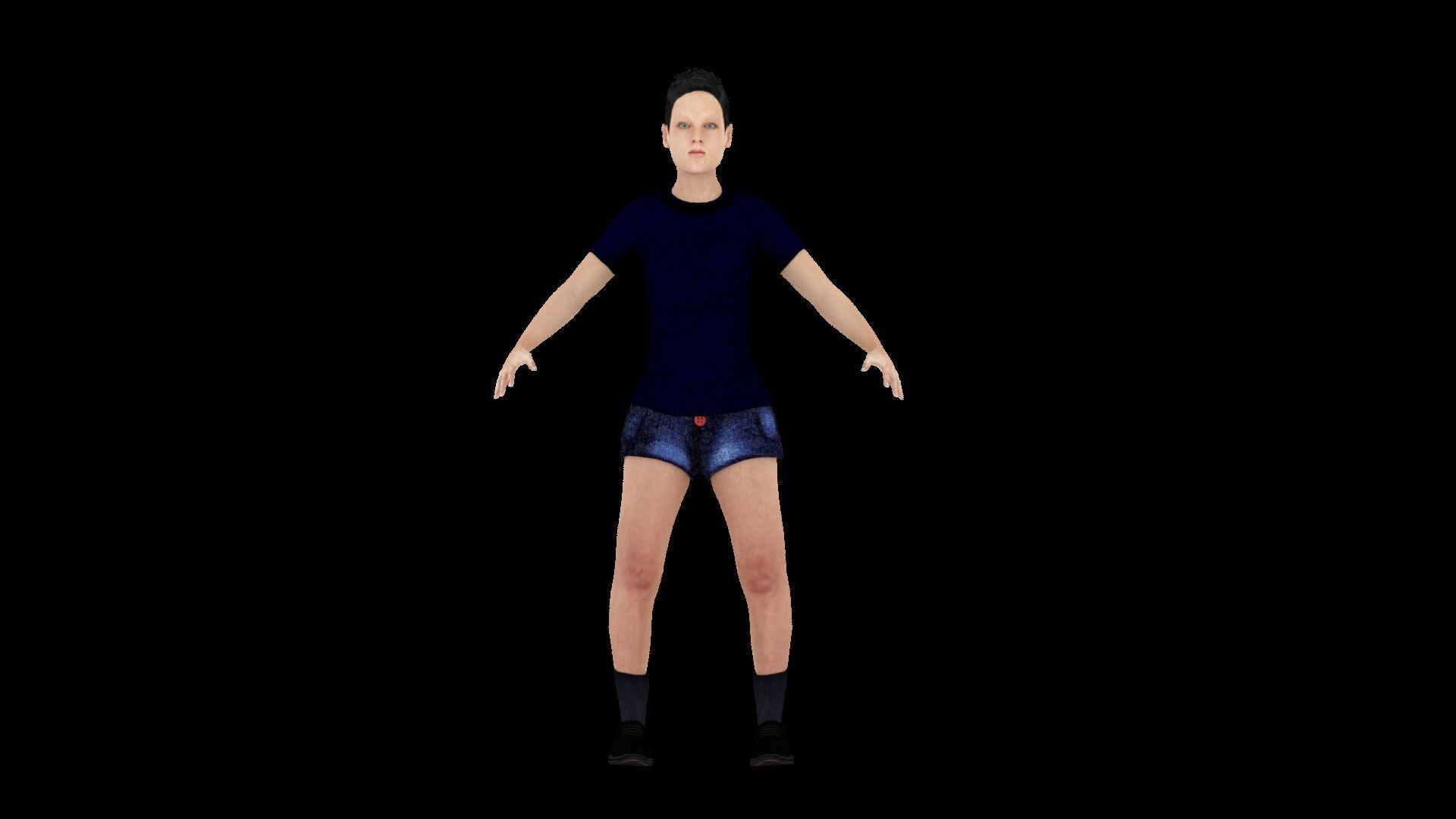 Model 2 person in shorts 3D model_1