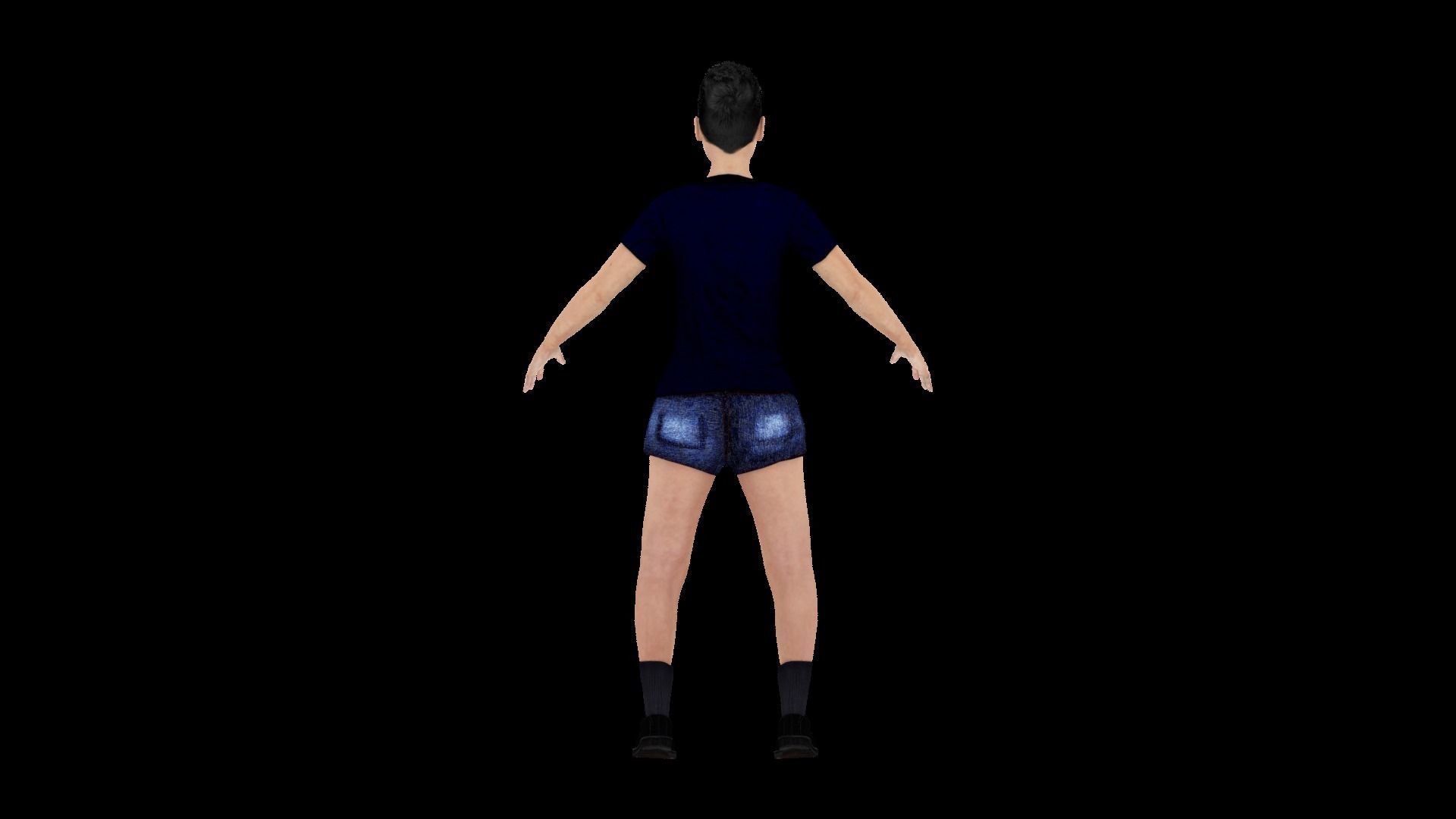 Model 2 person in shorts 3D model_3