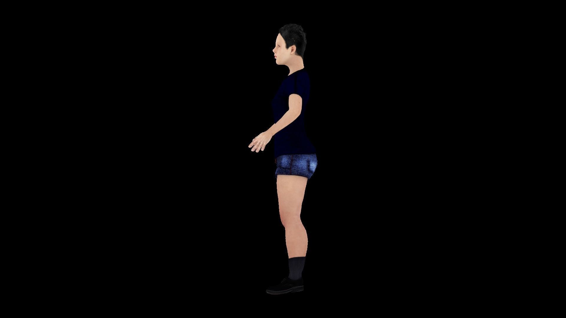 Model 2 person in shorts 3D model_2