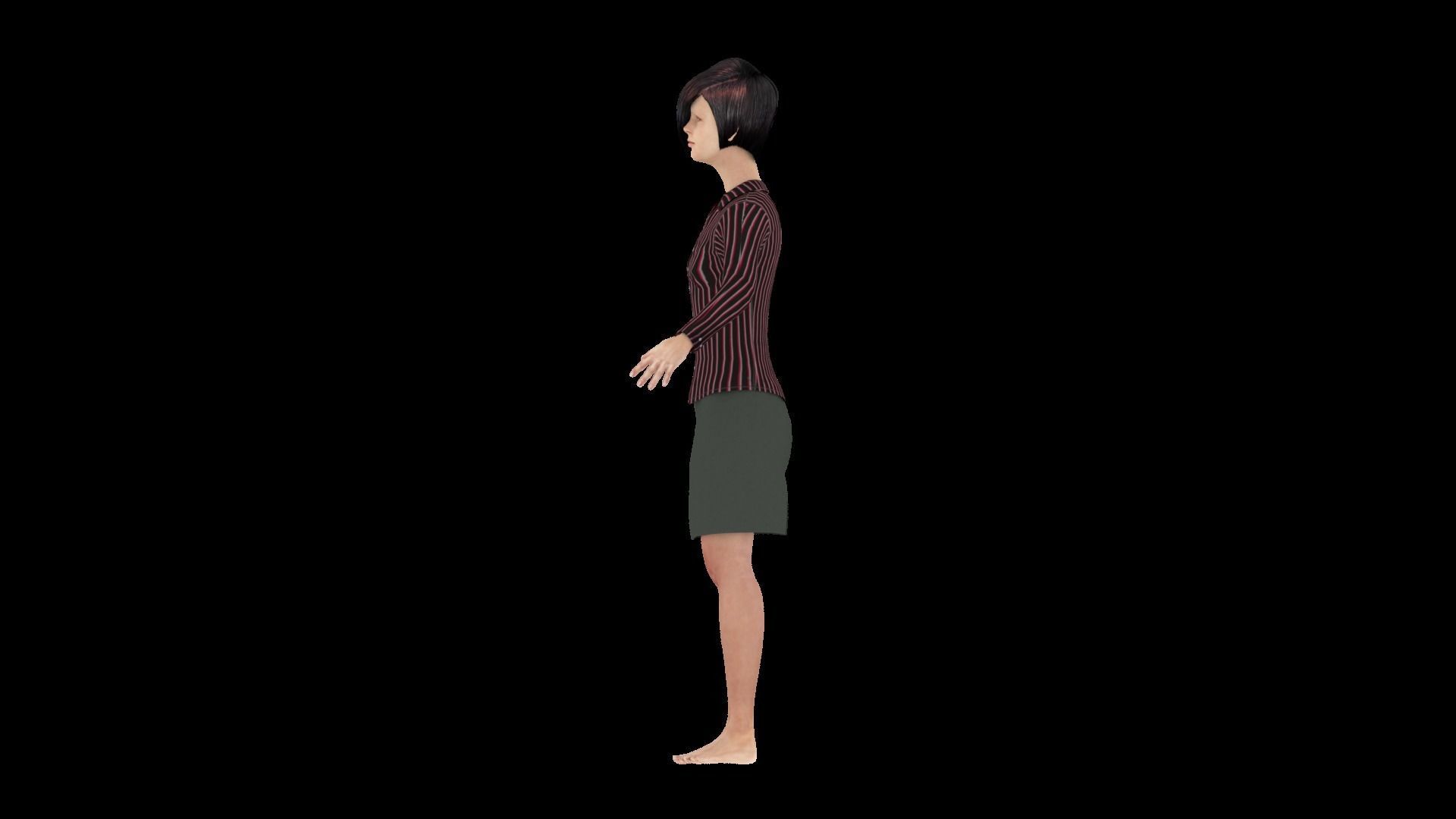 Model 3 woman in skirt 3D model_2
