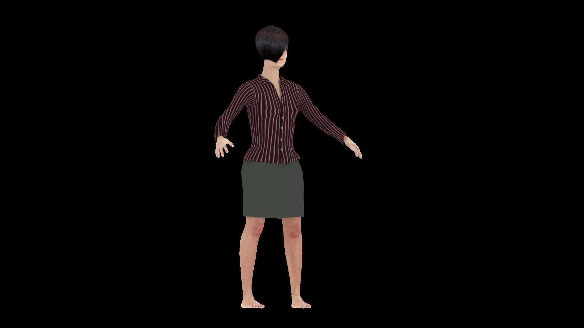 Model 3 woman in skirt 3D model_4
