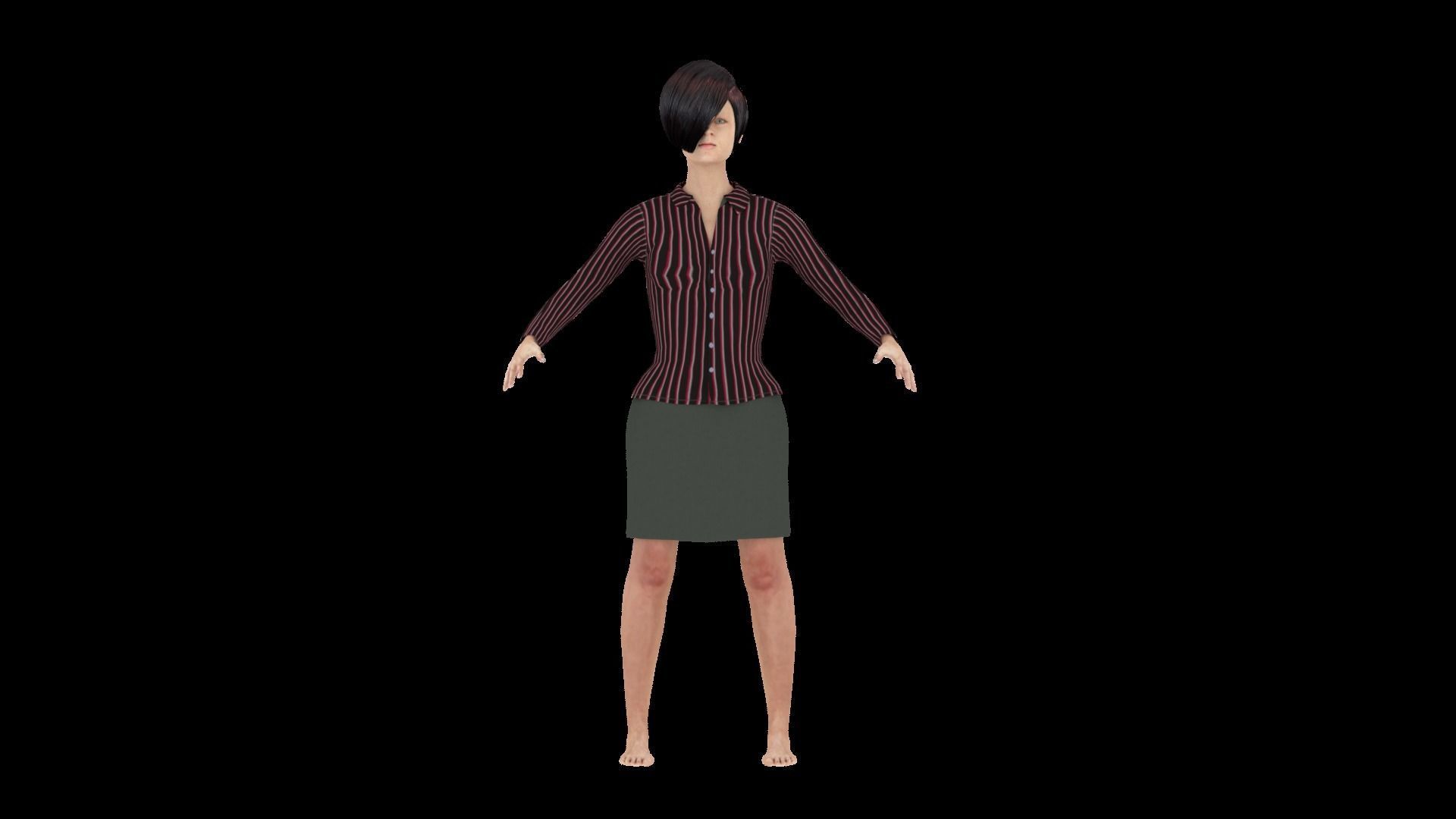 Model 3 woman in skirt 3D model_1