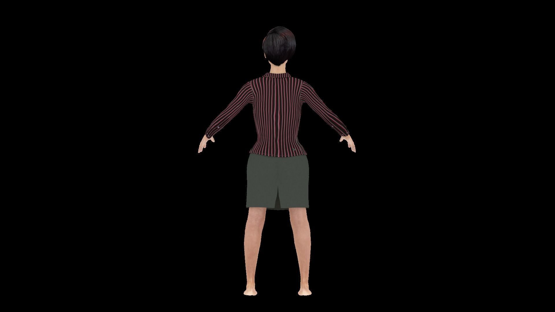 Model 3 woman in skirt 3D model_3