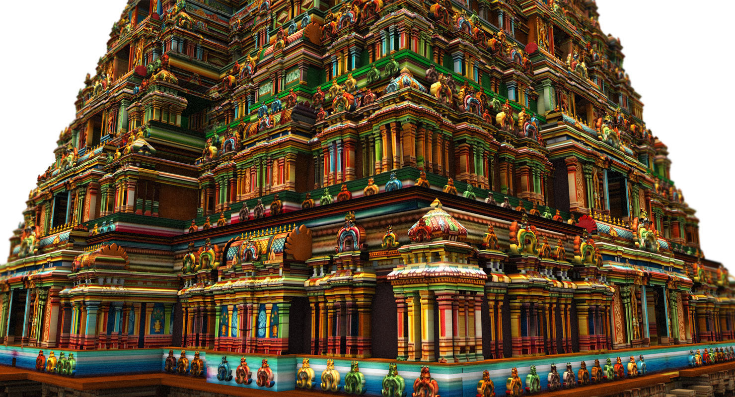 temple 3d model ornate hindu in middle of lake 3D model_28