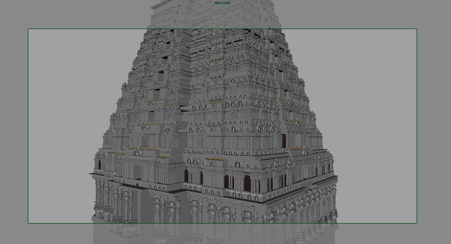 temple 3d model ornate hindu in middle of lake 3D model_8