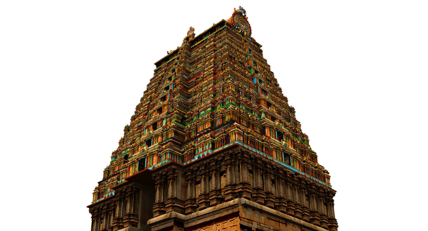 temple 3d model ornate hindu in middle of lake 3D model_6